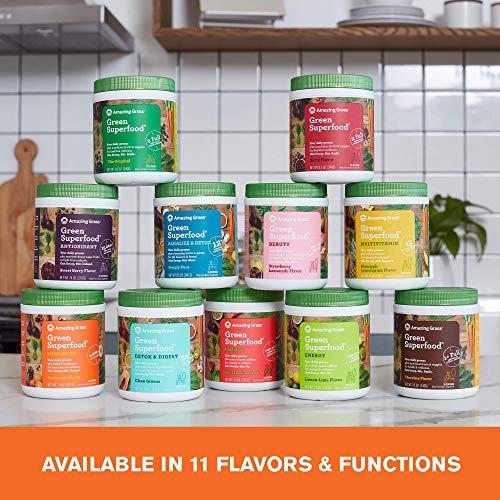 Amazing Grass Greens Blend Superfood for Immune Support: Super Greens Powder Smoothie Mix with Vitamin C, Cordyceps…