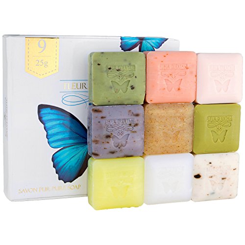 FLEUR D’ EXTASE (Ecstacy Soap Gift Set With 9 x 25 Gram Bars Of Guest Soaps – All Natural (9 Soaps Gift Set)