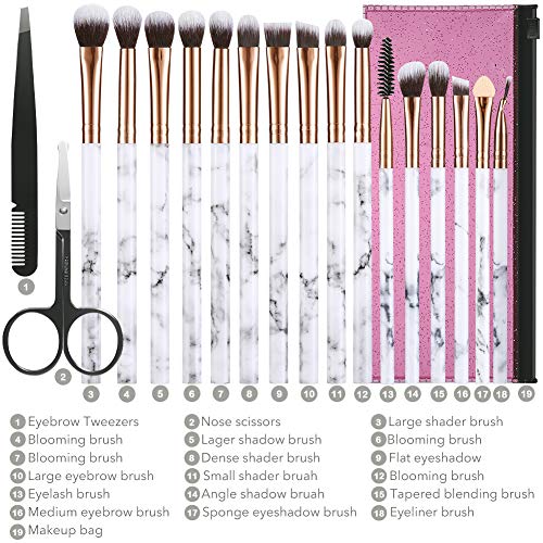 Eye Makeup Brushes DUAIU 16Pcs Eyeshadow brushes Eyebrow Eyeliner Blending Brush Premium Synthetic & Marble Handle…