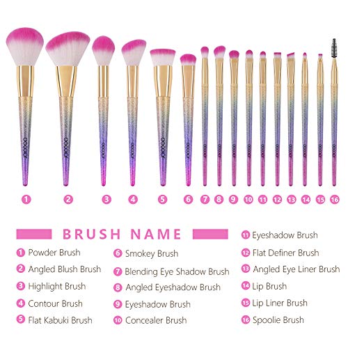 Docolor Makeup Brushes 16Pcs Fantasy Makeup Brushes Set Professional Make Up Brush Foundation Blending Blush Concealer…