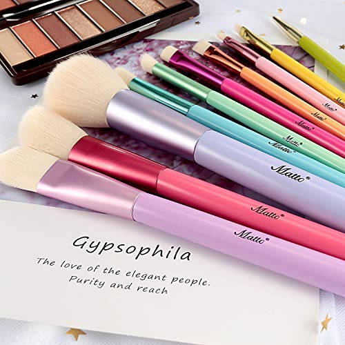 Matto Makeup Brushes 10-Pieces Colorful Wood Handles Synthetic Hairs Makeup Brush Set with Cosmetic Brush Holder