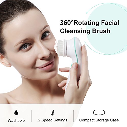 Spin Facial Cleansing Brush By TOUCHBeauty 360° Rotating Facial Brush For Cleaning And Exfoliating with 3 Skin Care Spin…