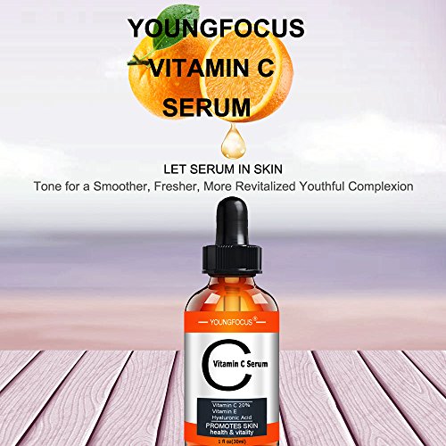 Youngfocus vitamin c skin serum facial serum hyaluronic acid organic anti aging face serum with vitamin e boost collagen…