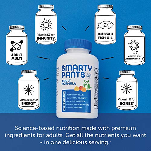 SmartyPants Daily Gummy Multivitamin Adult: Vitamin C, D3, & Zinc for Immunity, Omega 3 Fish Oil (DHA/EPA), Iodine…