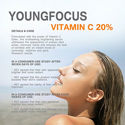 Youngfocus vitamin c skin serum facial serum hyaluronic acid organic anti aging face serum with vitamin e boost collagen…