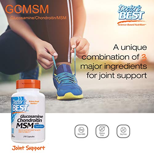 Doctor’s Best Glucosamine Chondroitin Msm with OptiMSM Capsules, Supports Healthy Joint Structure, Function & Comfort…