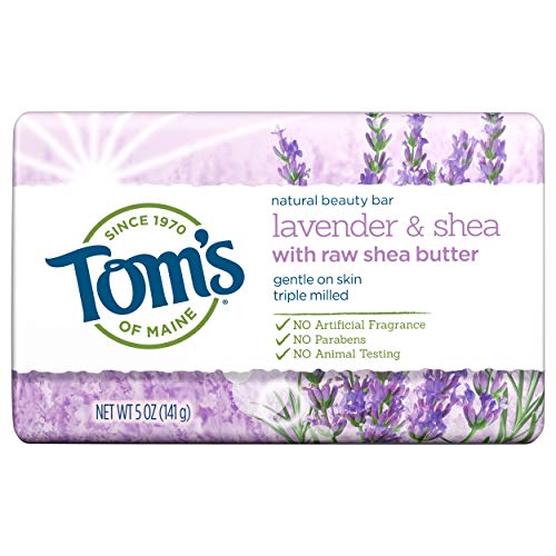 Tom’s of Maine Natural Beauty Bar Soap, Lavender & Shea With Raw Shea Butter, 5 oz. 6-Pack