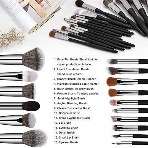 BS-MALL Makeup Brush Set 16pcs Makeup Brushes Premium Synthetic Bristles Powder Foundation Blush Contour Concealers Lip…