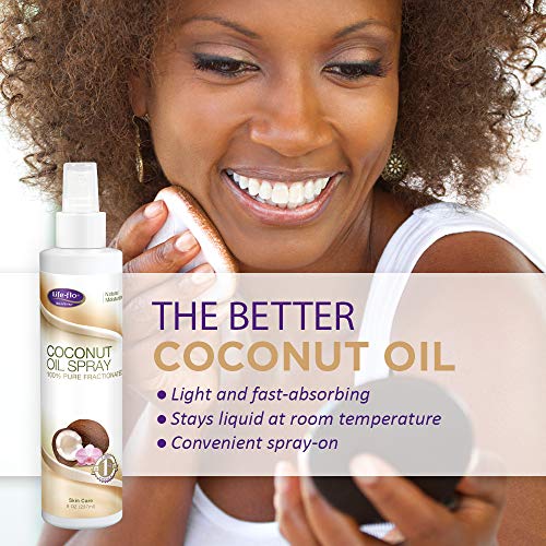 Life-flo Coconut Oil Spray, 100% Pure and Fractionated | Light, Fast-Absorbing Moisturizer for Dry Skin and Hair | 8oz