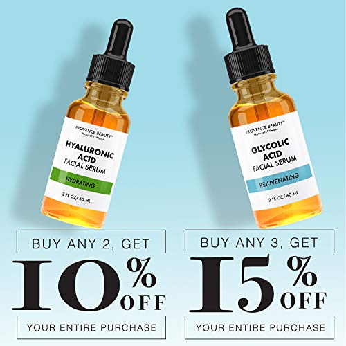 Provence Beauty Face Serum | Hydration and Exfoliating Serum | 2 OZ (Vitamin C Glycolic Hyaluronic)