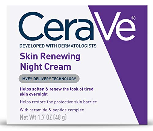 CeraVe Skin Renewing Night Cream | Niacinamide, Peptide Complex, and Hyaluronic Acid Moisturizer for Face | 1.7 Ounce…