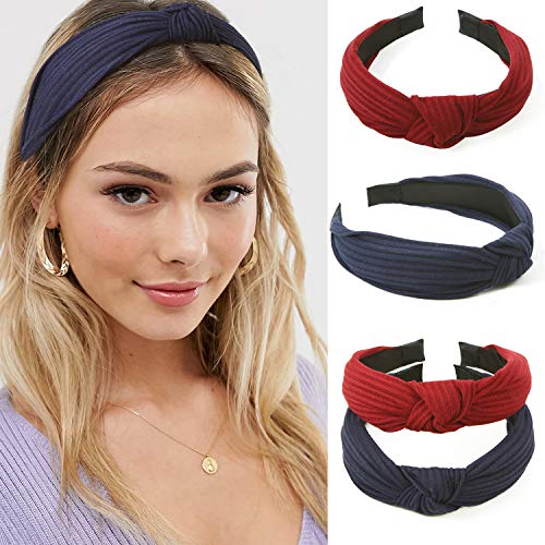 Nxconsu 6Pcs Headbands for Women Girls Pearl Knotted Bow Knitted 3 Styles Hair Bands Fashion Wide Comfort No Hurting…