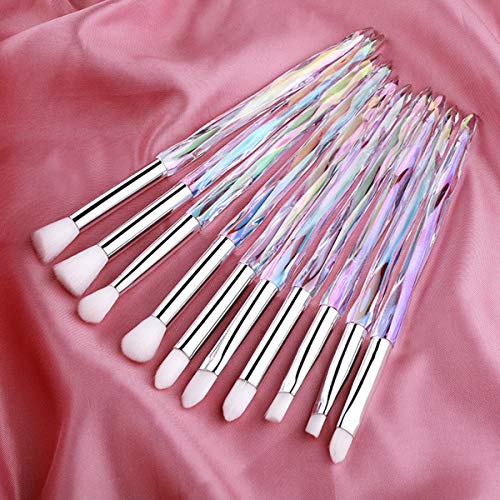 Kingtree Eyeshadow Makeup Brushes, 10PCS Crystal Brushes for Eye Makeup Premium Synthetic Bristles Eyeshadow Eyeliner…