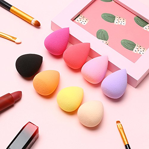 Bromose 8 Pcs Makeup Blender Sets Sponges Beauty Flawless Water Droplets Sponge Foundation Puff, Flawless Foundation…