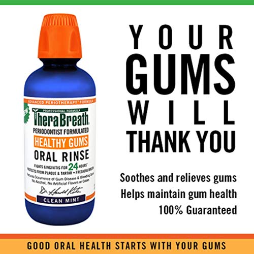 TheraBreath Healthy Gums Periodontist Formulated 24-Hour Oral Rinse with CPC, Clean Mint, 16 Fl Oz (Pack of 2)