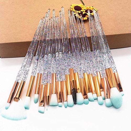Eye Shadow Makeup Brush Set, Coshine 20pcs Crystal Shiny Diamond Eye Makuep Brushes, Glitter Transparent Unicorn Makeup…