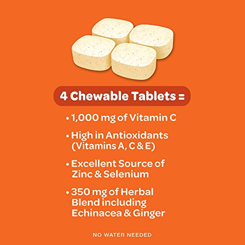 Airborne 1000mg Vitamin C Chewable Tablets with Zinc, Immune Support Supplement with Powerful Antioxidants Vitamins A C…