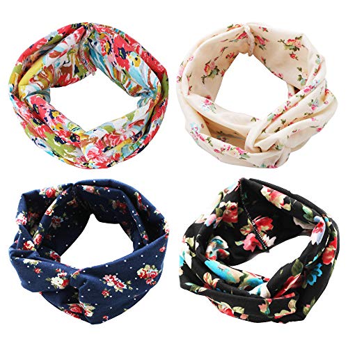 ELACUCOS Headbands for Women Criss Cross Boho Floal Style Head Bands for Women’s Hair 4 Pack