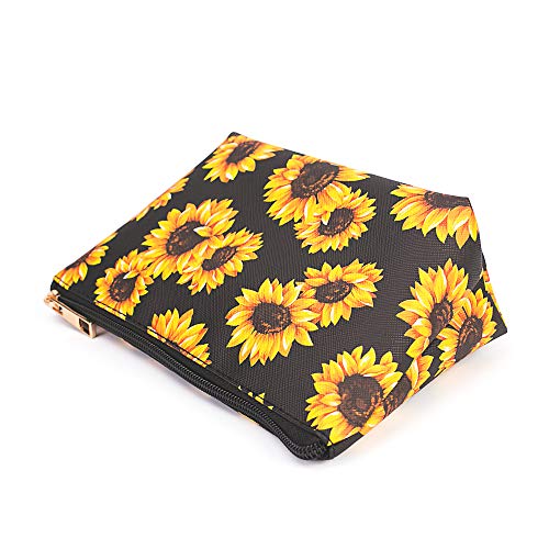 ZOISOKA 3 sets makeup bag 3D print sunflower travel small cosmetic case portable with multifunctional waterproof…