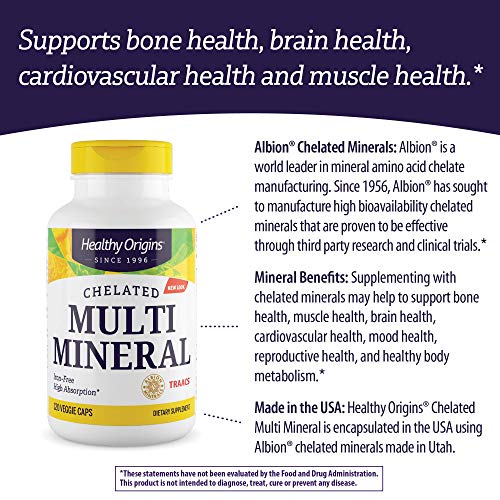 Healthy Origins Chelated Multi Mineral (Albion Minerals, Bioavailable, Non-GMO, Gluten Free), 120 Veggie Caps