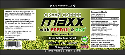 EFL Nutritionals Green Coffee Maxx with Svetol and GCA Supplement, 60 Count