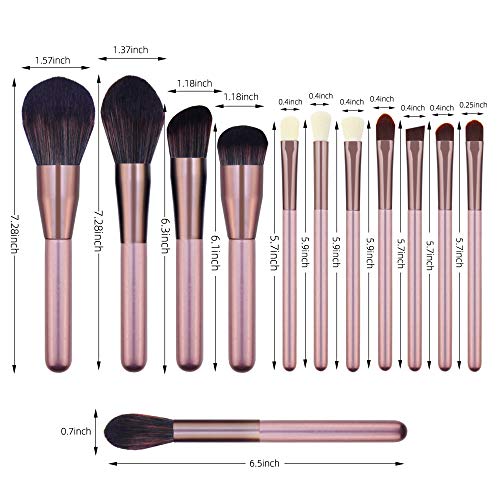 Makeup Brushes 12 Pcs Makeup Kit,Foundation Powder Brush Eyeshadow Brush Concealers Blush Face Make up Brushes Set(Rose…