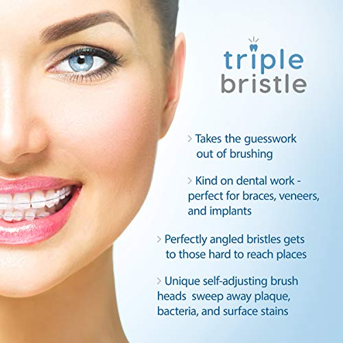 Triple Bristle GO | Portable Battery Sonic Toothbrush for Travel | Three Powerful Modes | Soft Nylon Bristles | Also for…