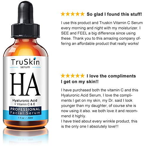 TruSkin Hyaluronic Acid Serum for Face with Vitamin C, Vitamin E and Green Tea, Plant-Powered Anti-Aging Facial Skin…