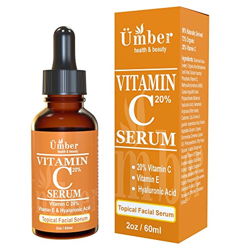 Vitamin C Serum with Hyaluronic Acid and Vitamin E – Anti-Aging Topical Facial Serum by Umber NYC (2 OZ)