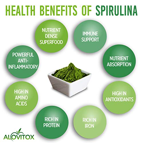 Organic Spirulina Powder | Nutrient Dense Superfood with Antioxidants, Proteins, Vitamin A and Bs,Fiber, Omegas 3, 6 and…