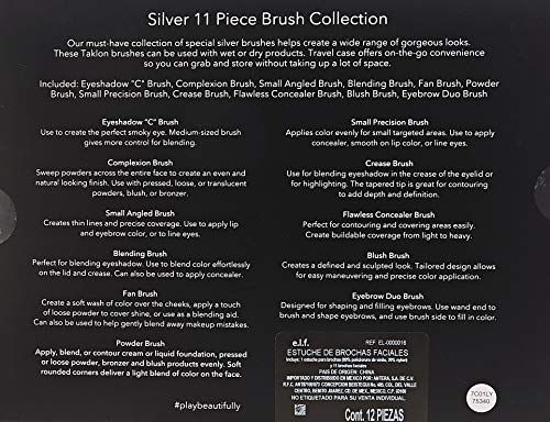 E L F Cosmetics Silver 11 Piece Brush Collection 1 Set