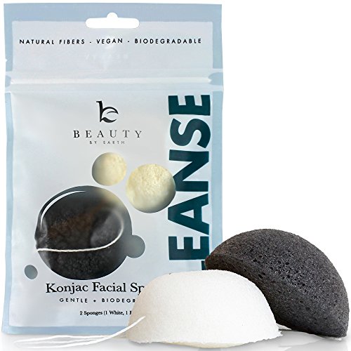 Konjac Sponge – 2 Pack of Natural Facial Sponges for Gentle Cleansing and Face Exfoliating Loofah for Use with Wash…