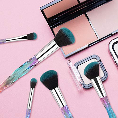 Makeup Brushes Set Crystal Handle – 10pcs Colorful Diamond Cosmetic Kabuki Brushes Foundation Concealer Face Powder Eye…
