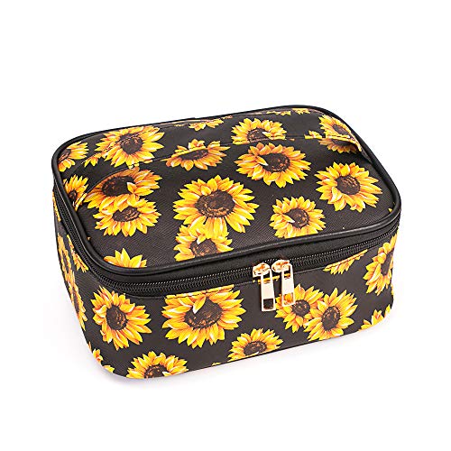 ZOISOKA 3 sets makeup bag 3D print sunflower travel small cosmetic case portable with multifunctional waterproof…