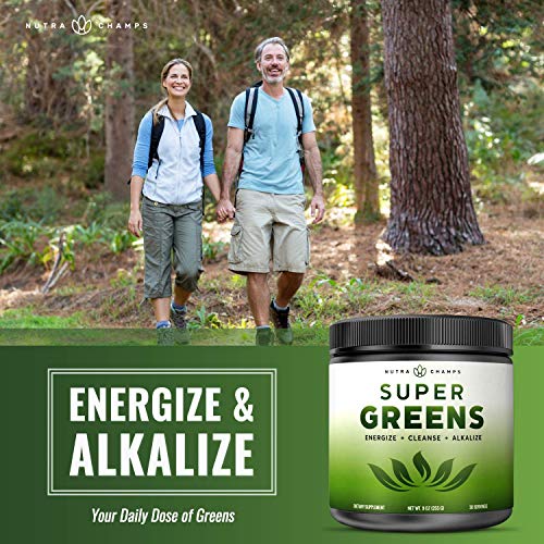 Super Greens Powder Premium Superfood | 20+ Organic Green Veggie Whole Foods | Wheat Grass, Spirulina, Chlorella & More…