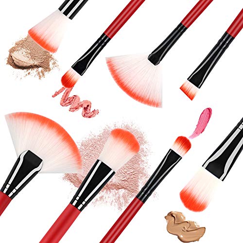 Makeup Brushes Set, Essential Red Makeup Brush 22pcs Foundation Kabuki Blush Fan Eyeshadow Brushes Compatible with…