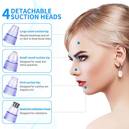 Comezy Blackhead Remover Pore Vacuum with 4 Probes，Electric Blackhead Removal Suction Extractor Kit Tools，5 Adjustable…