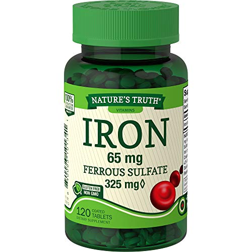 Nature’s Truth Ferrous Sulfate Iron 65 mg Supplements, 120 Count