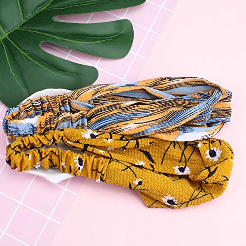 Araluky Beach Headbands for Women, Yoga Soft Floral Knot Fabric Cloth Cute Boho Criss Cross Elastic Fashion Head Wraps…