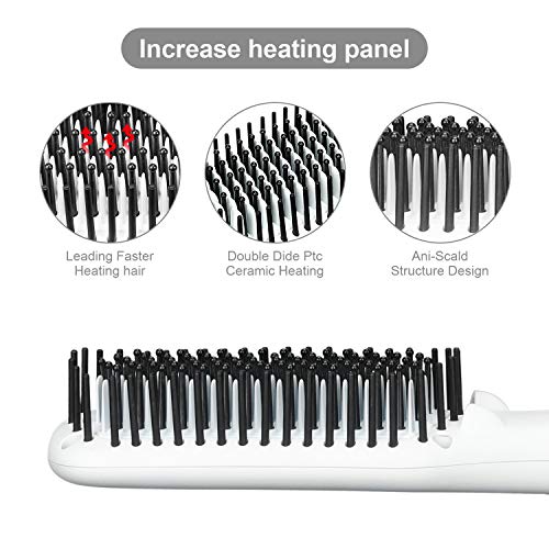 Enhanced Ionic Hair Straightener Brush Electrical Heated Straightening Comb for Thin, Thick, Curly Hair, LCD Temp…