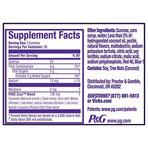 ZzzQuil Pure Zzzs Melatonin Sleep Aid Gummies, Helps You Fall Asleep Naturally, Wildberry Vanilla Flavor, Chamomile…
