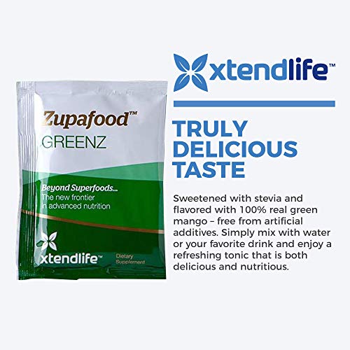 XTENDLIFE Zupafood GREENZ Powder – Organic Superfood Greens w/ spirulina, wheatgrass, chlorella & kiwifruit, Promote…