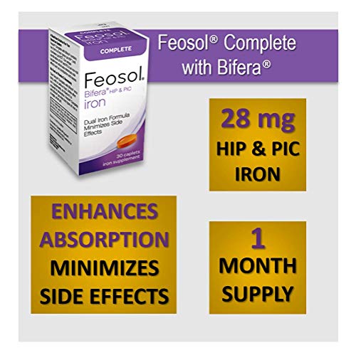 Feosol Complete Iron Supplement Caplets, Bifera Iron for High Absorption, Heme and Non-Heme Dual Action Minimizes Side…