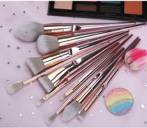 Makeup Brushes,10pcs Rose Gold Makeup Brushes Set For Women Daily Powder Eyeshadow Foundation Concealer Eyebrow Blending…