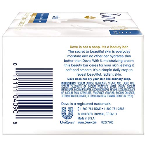 Dove Beauty Bar Gentle Skin Cleanser Moisturizing for Gentle Soft Skin Care Original Made With 1/4 Moisturizing Cream 3…