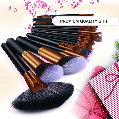 23Pcs Pro Makeup Brushes, Shiny Makeup Brush Set, Foundation Powder Liquid Brushes, Cream Concealers Eyeshadows Blush…