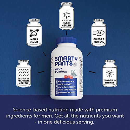SmartyPants Men’s Formula, Daily Multivitamin for Men: Vitamins C, D3, Zinc, Omega 3, CoQ10, & B12 for Immune Support…