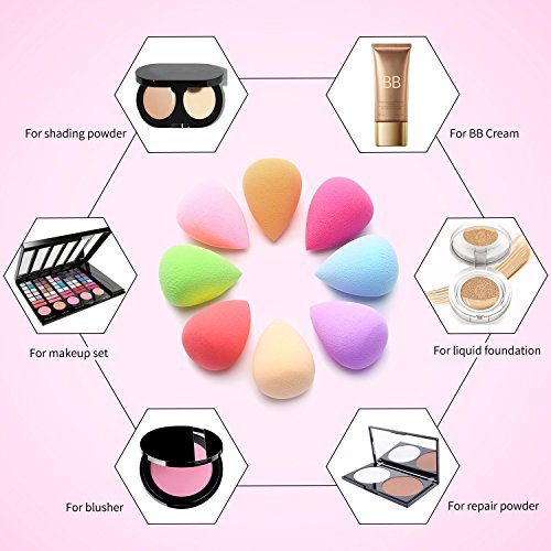 Bromose 8 Pcs Makeup Blender Sets Sponges Beauty Flawless Water Droplets Sponge Foundation Puff, Flawless Foundation…