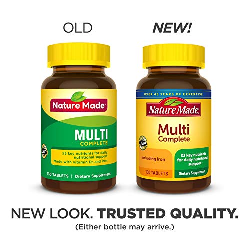 Nature Made Multivitamin Tablets with Vitamin D3 and Iron, 130 Count for Daily Nutritional Support