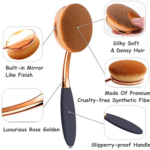 Beauty Kate Oval Makeup Brushes Set 5 Pcs Professional Oval Toothbrush Foundation Contour Concealer Eyeliner Blending…